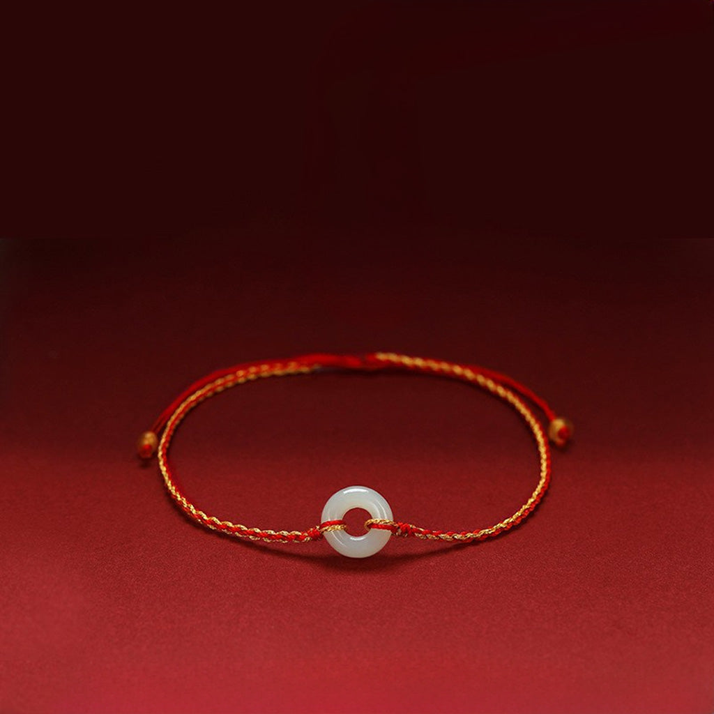 Adjustable White Hetian Jade Peace Buckle Bracelet — Peace & Safe Journeys