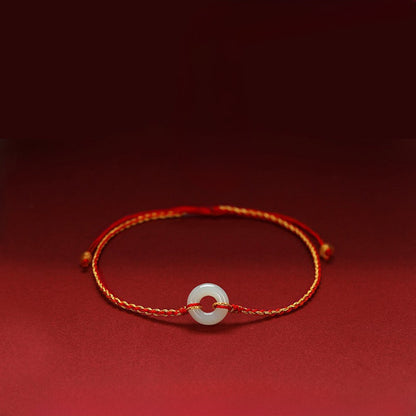 Adjustable White Hetian Jade Peace Buckle Bracelet — Peace & Safe Journeys