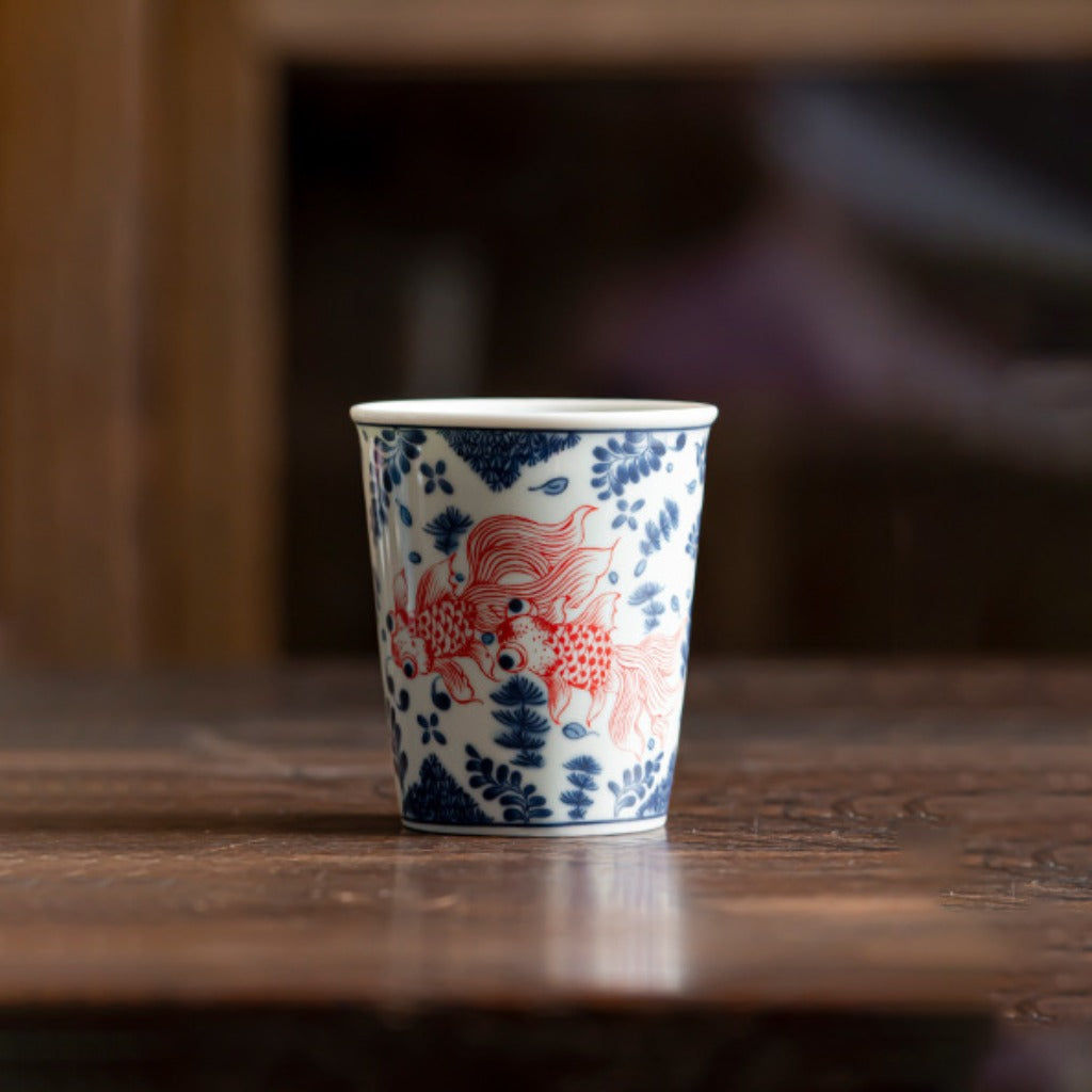Antique-Style Celadon Blue-and-White Single Cup – Handcrafted Ceramic Tea Ware | Zen Ara Grove