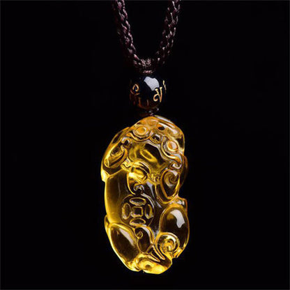 Citrine Pixiu Pendant for Wealth Protection and Positive Energy | Zen Ara Grove