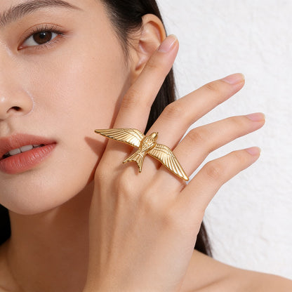 Adjustable Stainless Steel Peace Dove Ring – Symbol of Hope and Harmony | Zen Ara Grove