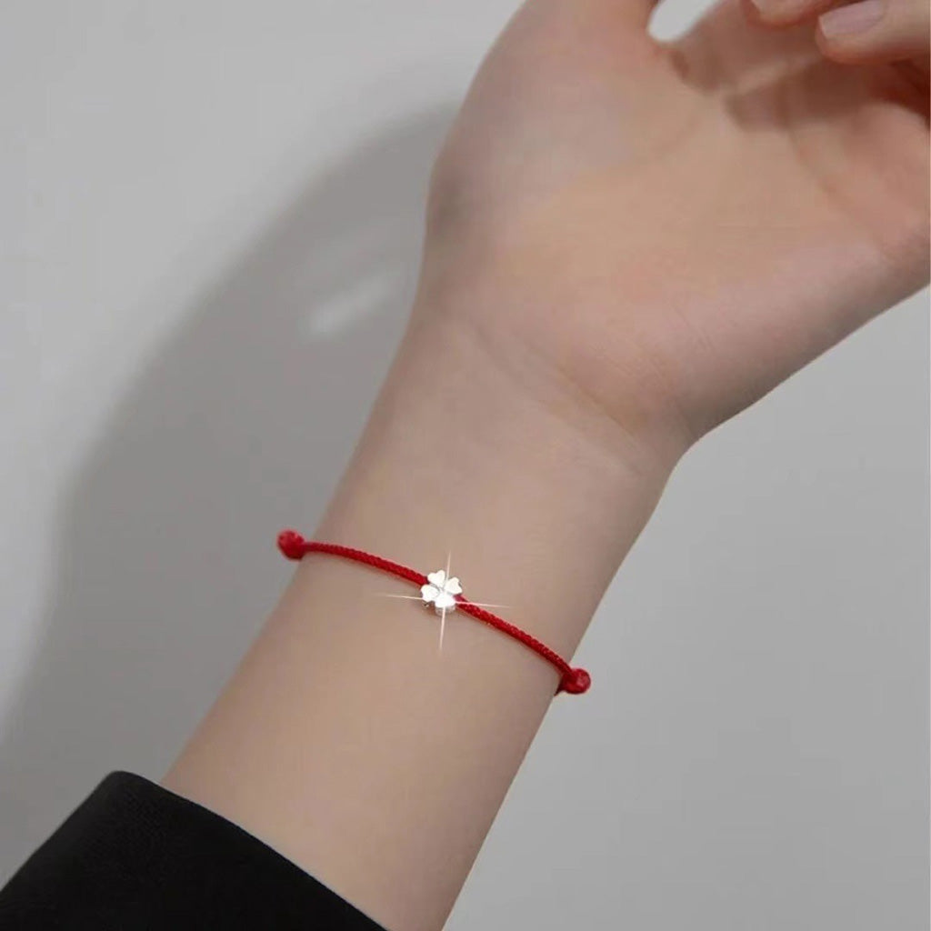 Adjustable Four-Leaf Clover Cord Bracelet — Good Luck & Hope