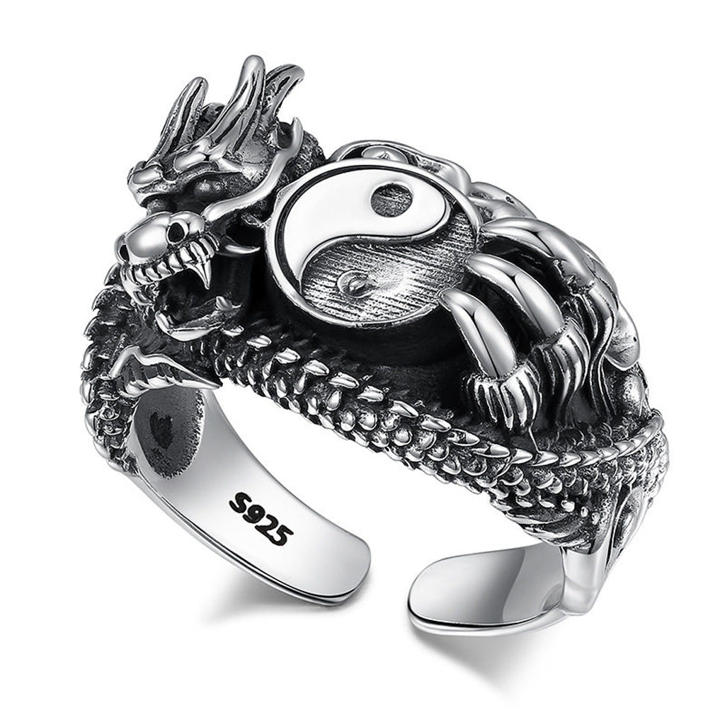 Limited Time Offer ·Yin-Yang Dragon Claw Open Ring – Brass, Symbol of Balance & Prosperity | Zen Ara Grove