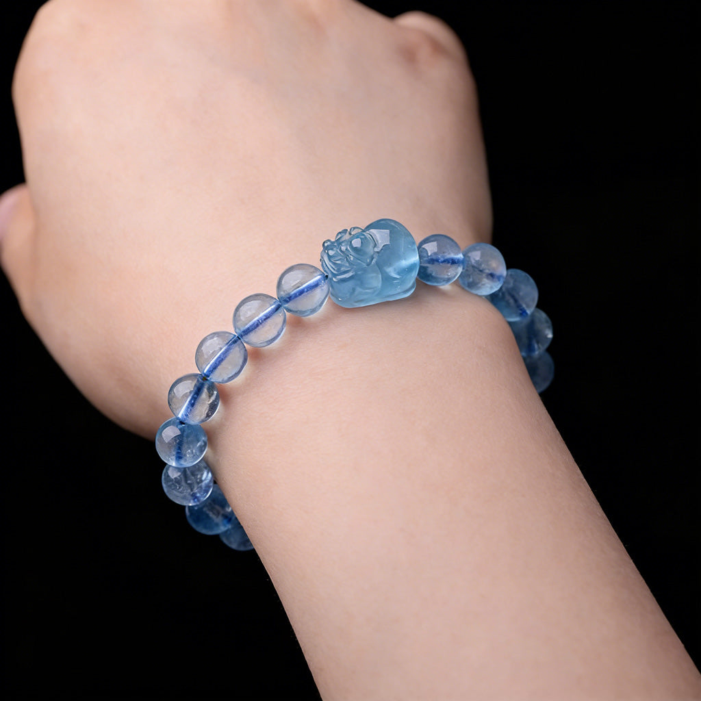 Aquamarine Pixiu Bracelet — Meaning of Calm Energy & Good Fortune | Zen Ara Grove