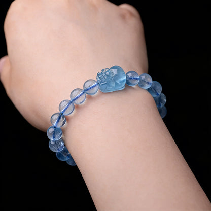 Aquamarine Pixiu Bracelet — Meaning of Calm Energy & Good Fortune | Zen Ara Grove