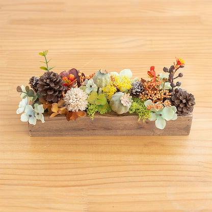 Handmade Silk Blossom Décor with Wooden Planter – Serenity in Bloom | Zen Ara Grove