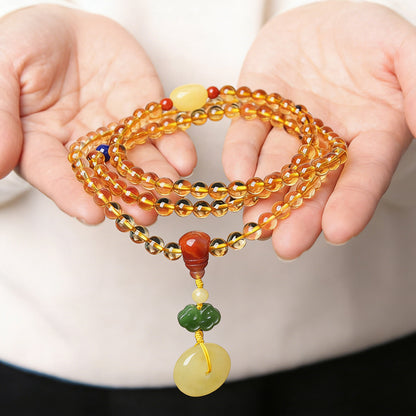 108‑Bead Citrine Pixiu Bracelet — Meaning of Fortune Protection| Zen Ara Grove