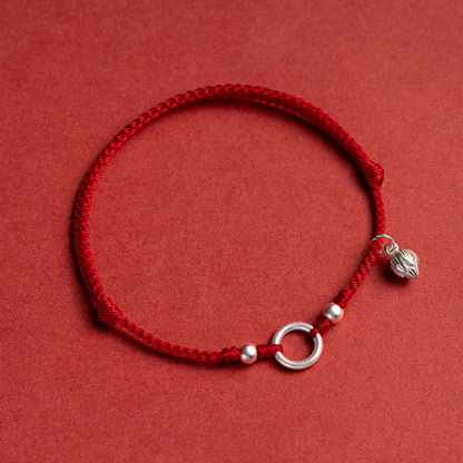 Adjustable Red Cord Bracelet or Anklet with Symbolic Charms — Good Wishes