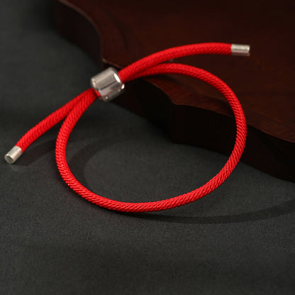 Adjustable Textured Cord Bracelet with Geometric Slider