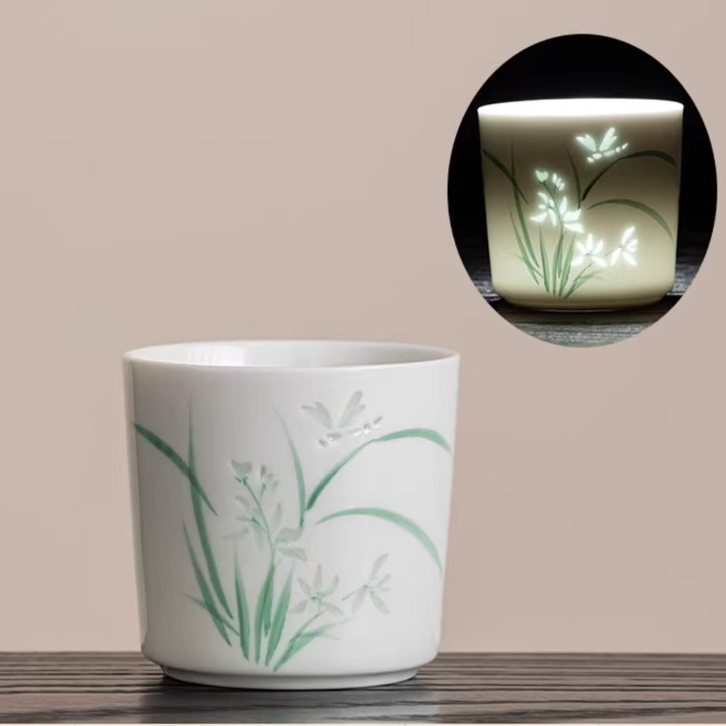 Hand-Painted Yingqing Translucent Porcelain Cup – Under-Glaze Artistry | Zen Ara Grove