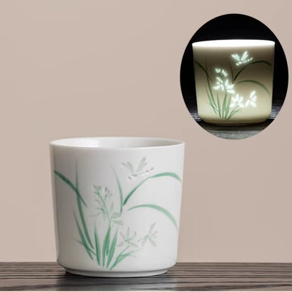 Hand-Painted Yingqing Translucent Porcelain Cup – Under-Glaze Artistry | Zen Ara Grove