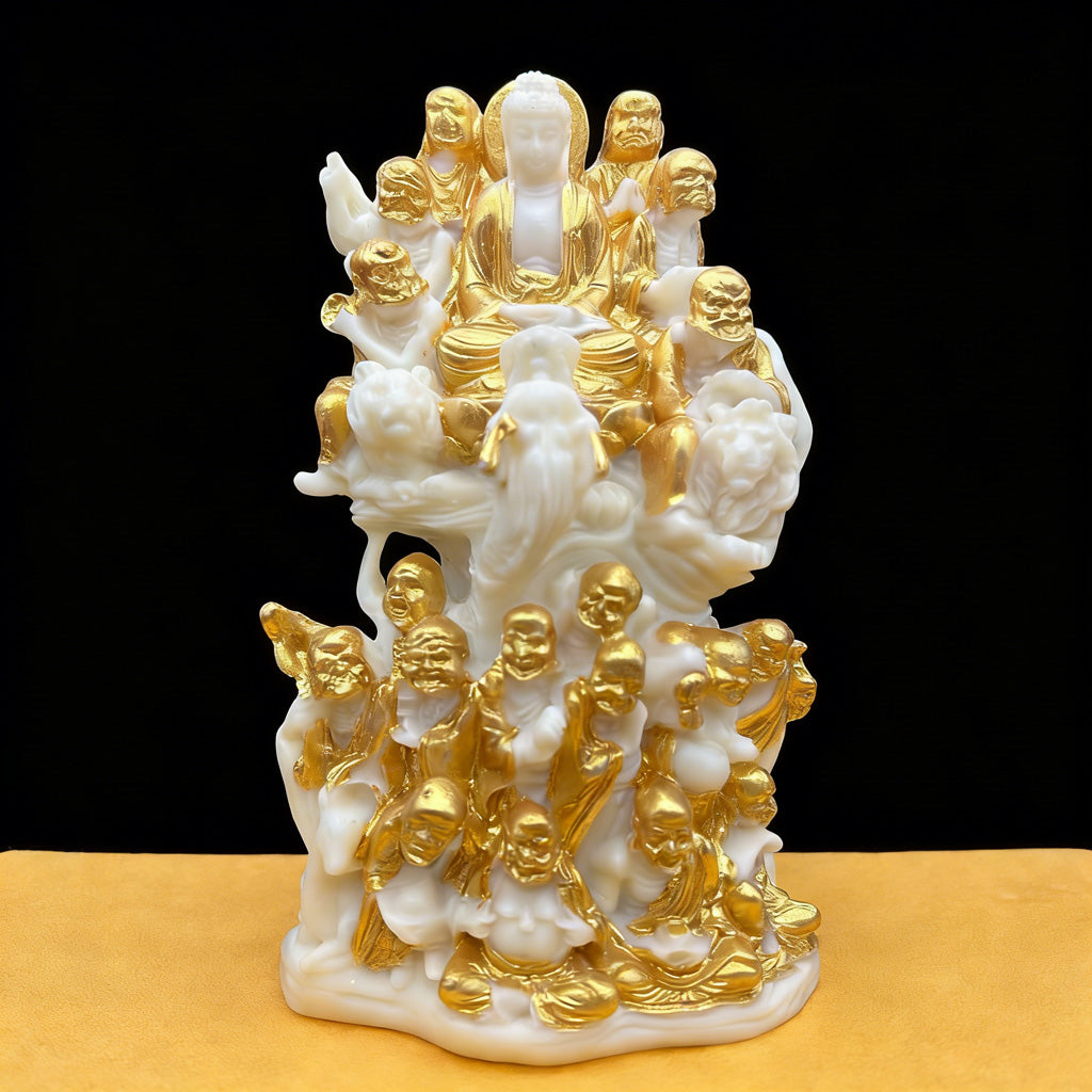 Handcrafted Eighteen Arhats Dragon and Tiger Taming Buddha Figurine – Strength & Protection | Zen Ara Grove