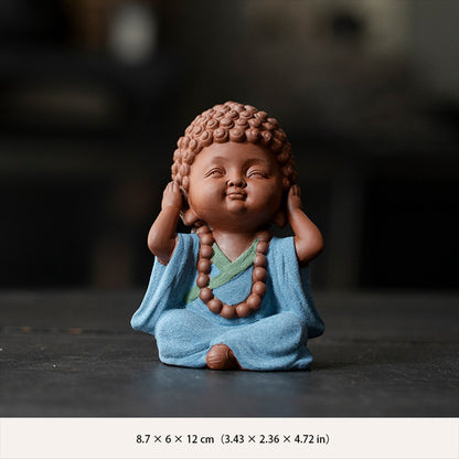 Ceramic "Four No Evils" Buddha Statue Set – Symbols of Mindfulness, Compassion, and Peace | Zen Ara Grove