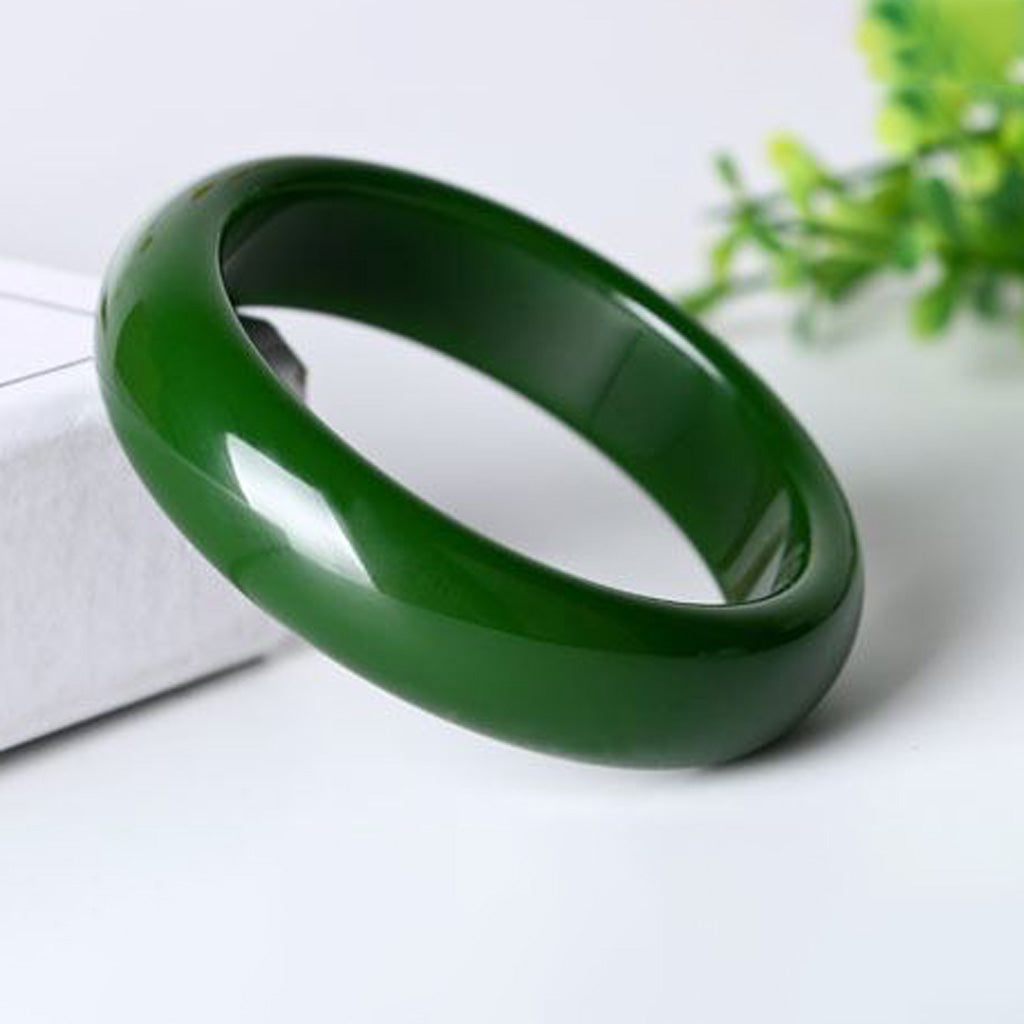 Deep Emerald Jade Bangle — Harmony & Prosperity | Zen Ara Grove