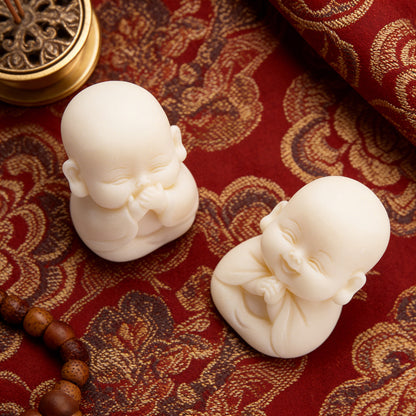 Limited Time Offer · Hand-Carved Tagua Nut "The Four Little Zen Monks" Figurines | Zen Ara Grove