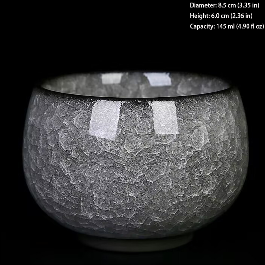 Handcrafted Ceramic Teacup with Unique Ice Crack Pattern | Zen Ara Grove