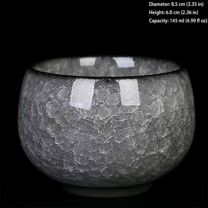 Handcrafted Ceramic Teacup with Unique Ice Crack Pattern | Zen Ara Grove