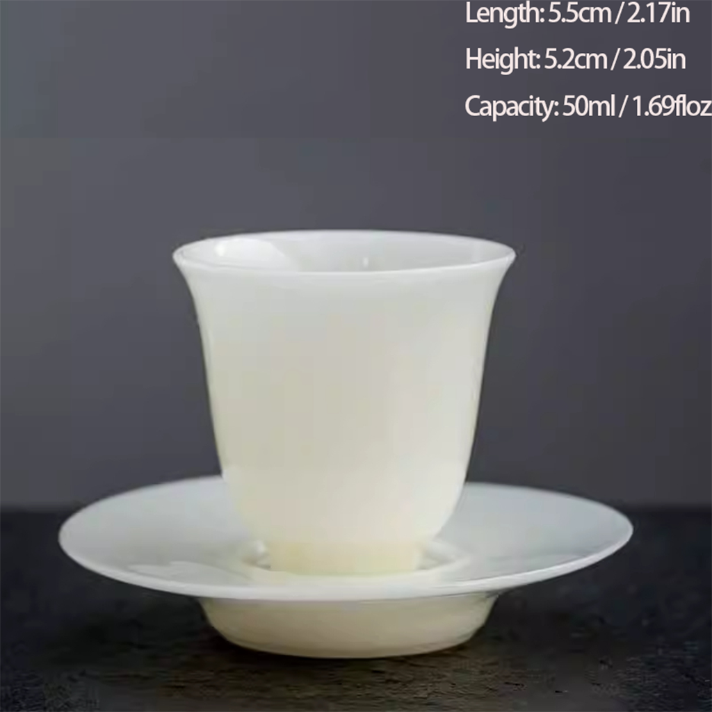 Ice Jade Glaze Porcelain Teacup – Smooth Sheep Fat Luster | Zen Ara Grove