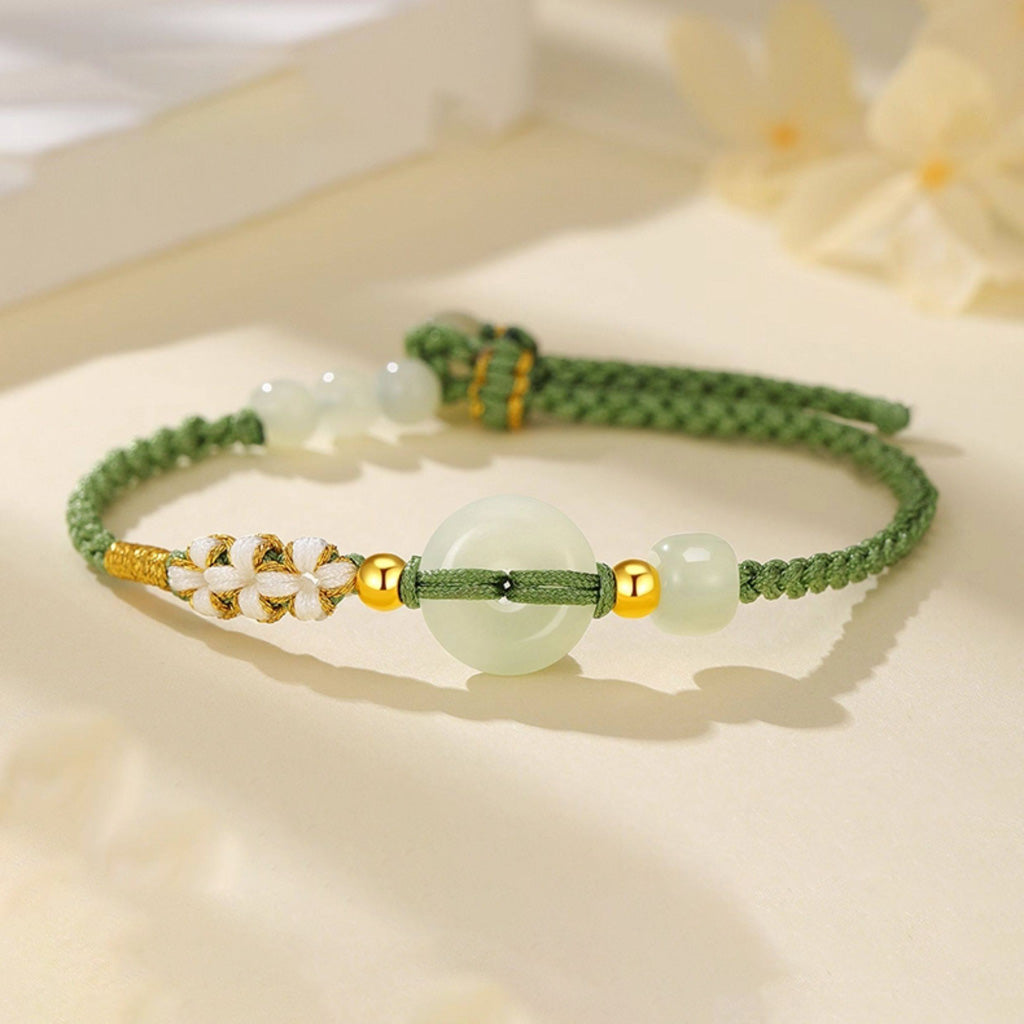 Hetian Jade Peace Circle Bracelet – Classic Handwoven Design | Zen Ara Grove