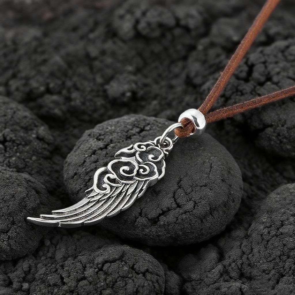 Sterling Silver Auspicious Clouds Wing Pendant – Zen Elegance | Zen Ara Grove