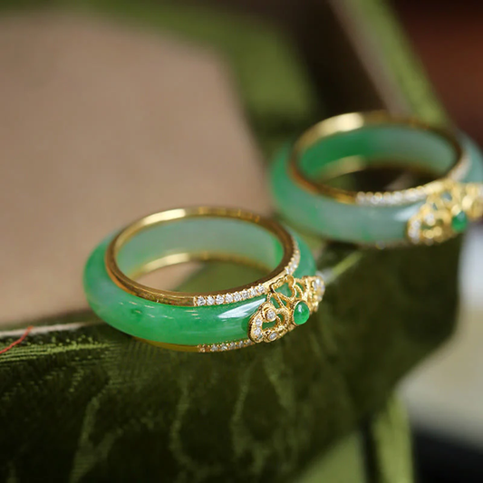 LIMITED TIME OFFER · Natural Green Chalcedony Ring with 18K Gold Plated Filigree Craftsmanship | Zen Ara Grove