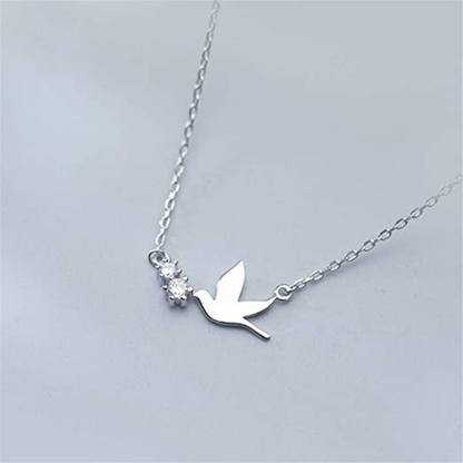 S925 Sterling Silver Peace Dove Necklace with Twin Diamonds – Symbol of Hope | Zen Ara Grove