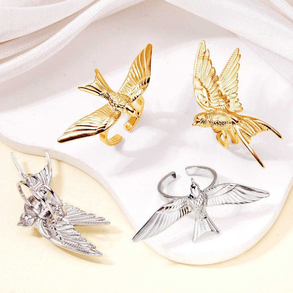 Adjustable Stainless Steel Peace Dove Ring – Symbol of Hope and Harmony | Zen Ara Grove