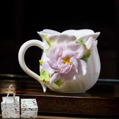 Handcrafted Heritage Porcelain Cup – Roses Blooming from the Surface | Zen Ara Grove