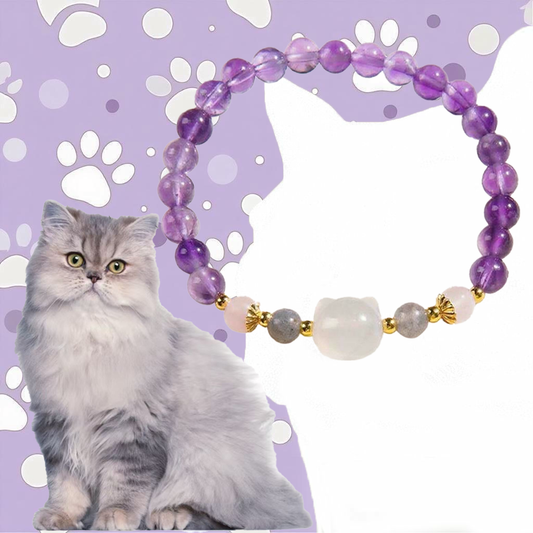 Mystic Purple Kitty Bracelet – Calming Energy with Playful Spirit | Zen Ara Grove