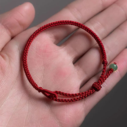 Adjustable Woven Cord Bracelet with Green Accent Bead — Hope & Good Wishes