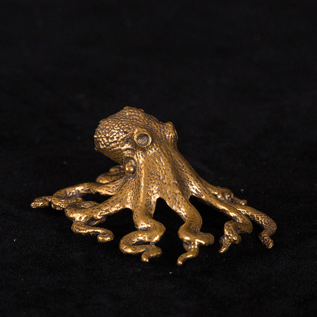 Tiny Brass Octopus Sculpture – Ocean-Inspired Charm in a Pocket Size | Zen Ara Grove