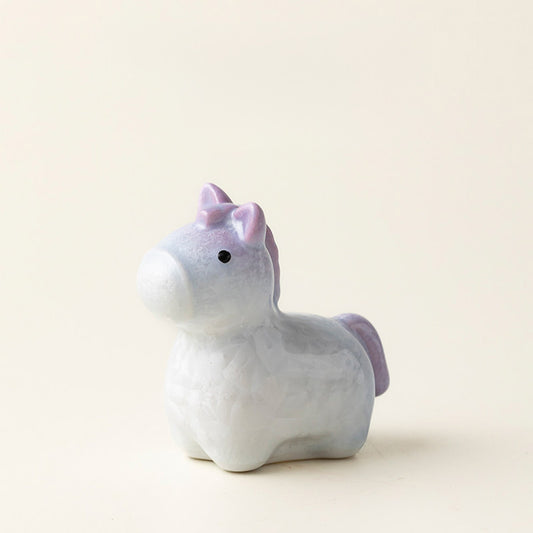 Ceramic Horse Figurine with Gradient Purple Crystalline Glaze – Artistic Shine and Serenity | Zen Ara Grove