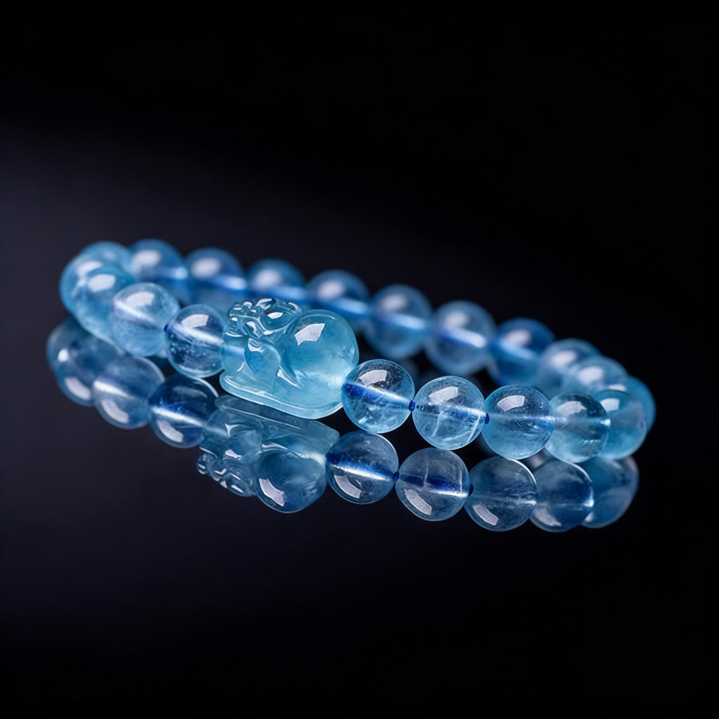 Aquamarine Pixiu Bracelet — Meaning of Calm Energy & Good Fortune | Zen Ara Grove