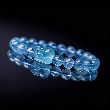 Aquamarine Pixiu Bracelet — Meaning of Calm Energy & Good Fortune | Zen Ara Grove