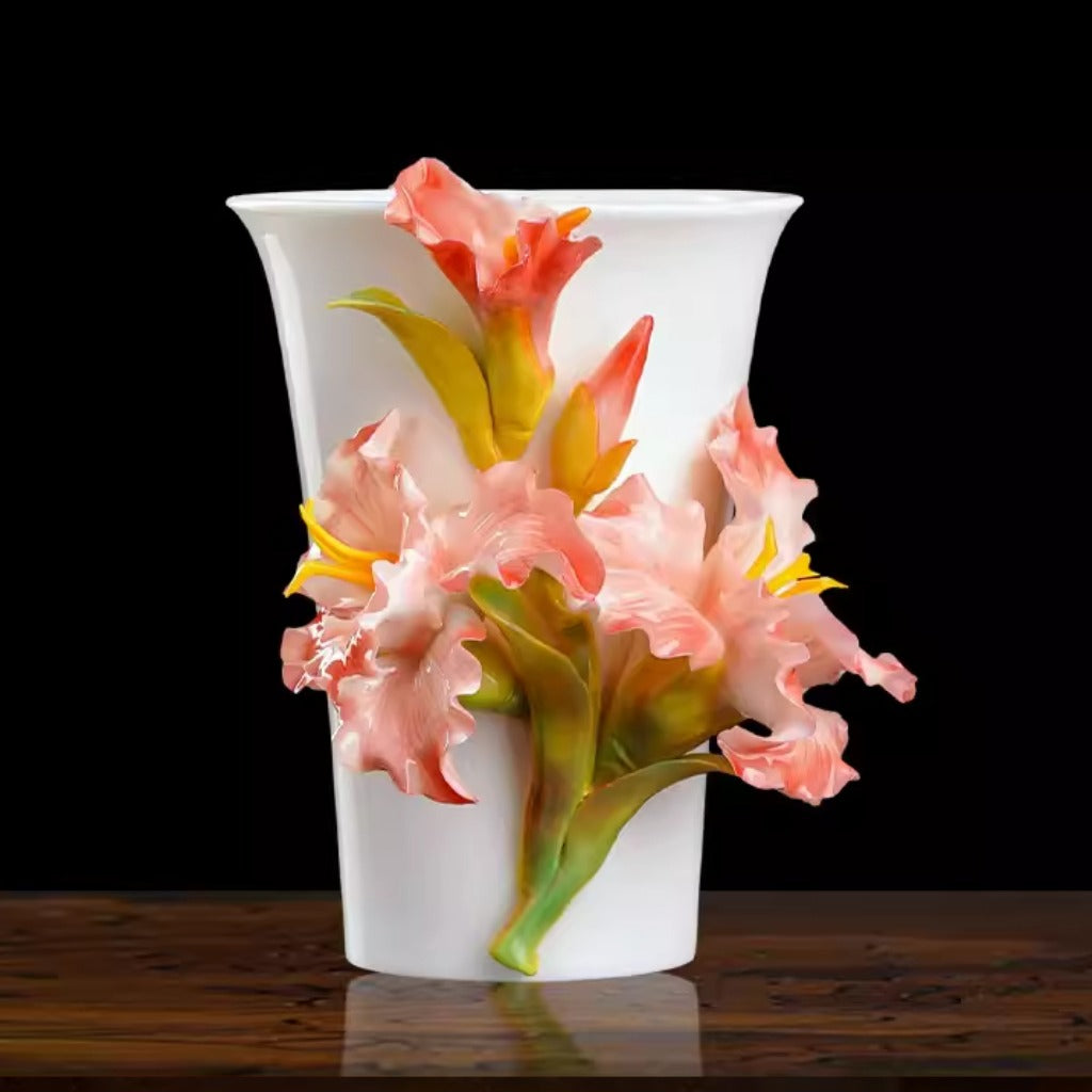 Handcrafted Ceramic Cup with Blue Iris – Blooming from the Cup, One of a Kind | Zen Ara Grove