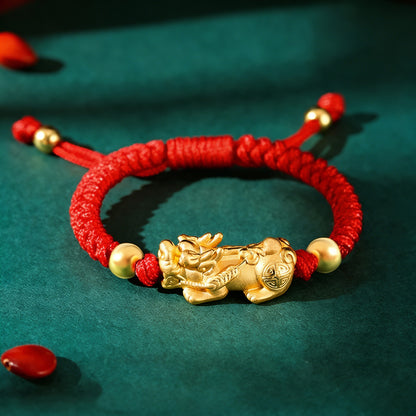 Adjustable 999 Silver Red Rope Pixiu for Children – Blessing & Protection | Zen Ara Grove