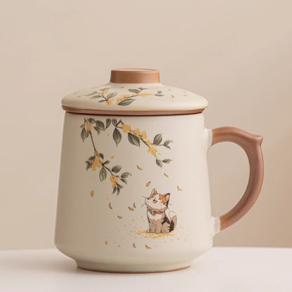 Ru Kiln Glaze Ceramic Teacup – Animal & Nature Motifs, Symbol of Harmony and Good Fortune | Zen Ara Grove