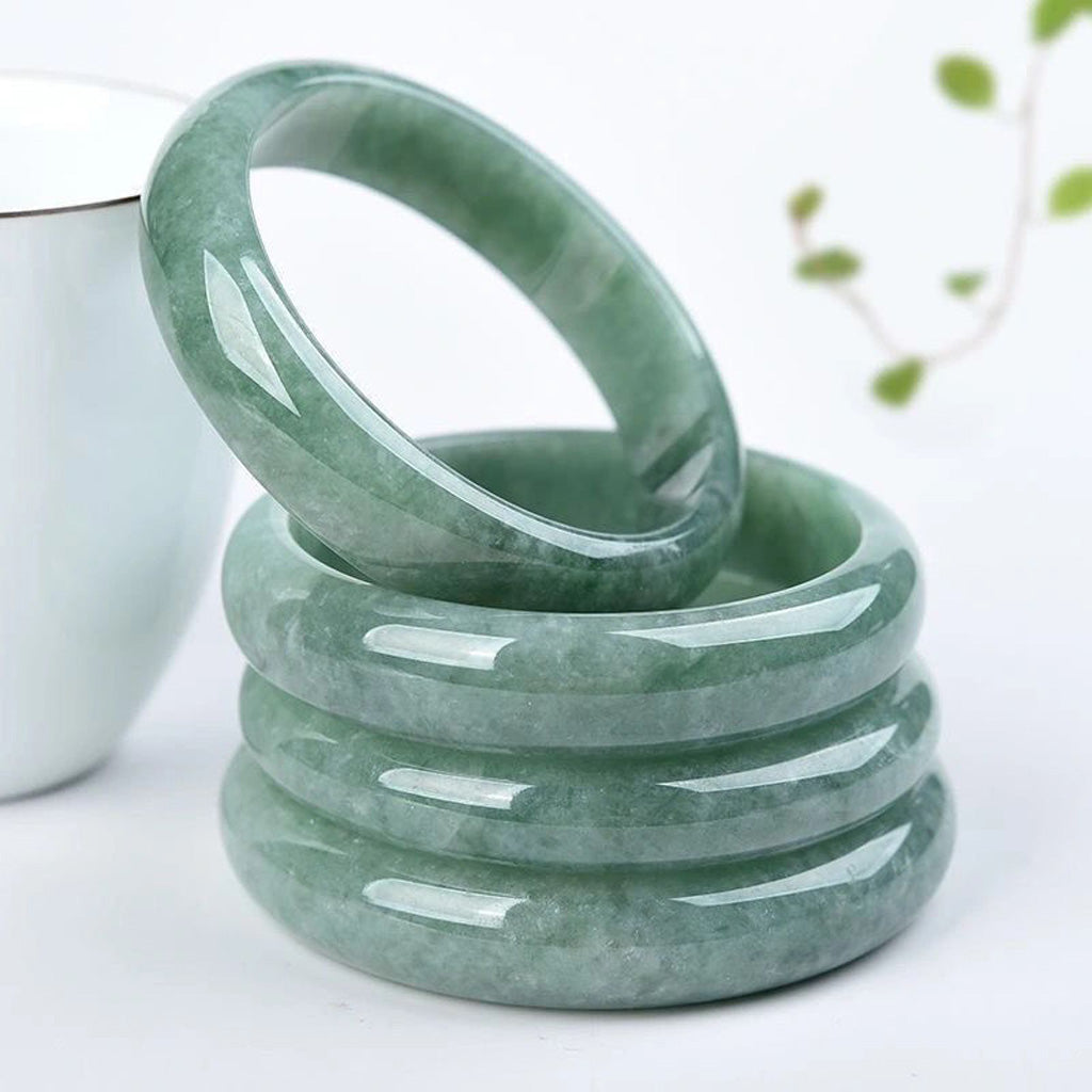 Limited Time Offer · Serenity Guardian – Misty Green Jade Bangle | Zen Ara Grove