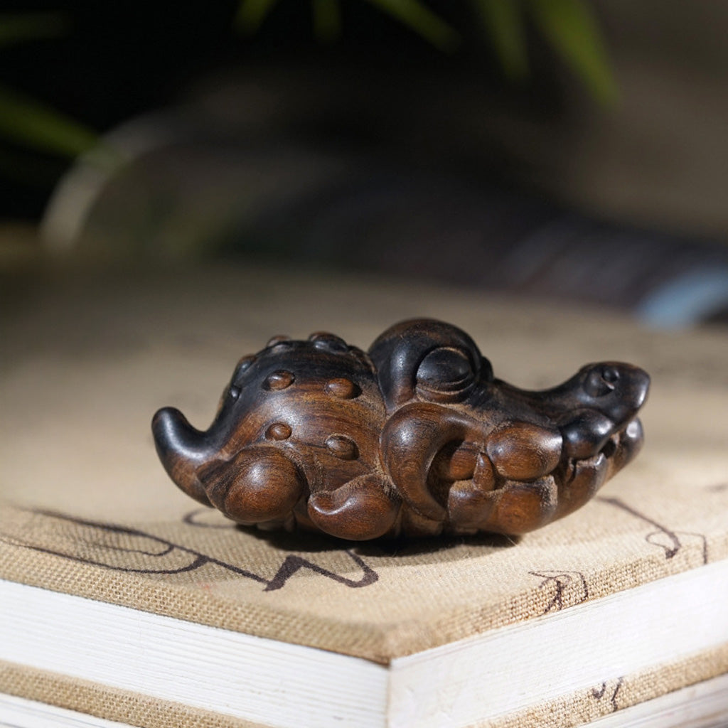 Hand-Carved Wooden Crocodile Figurine – Crafted Charm and Natural Warmth | Zen Ara Grove