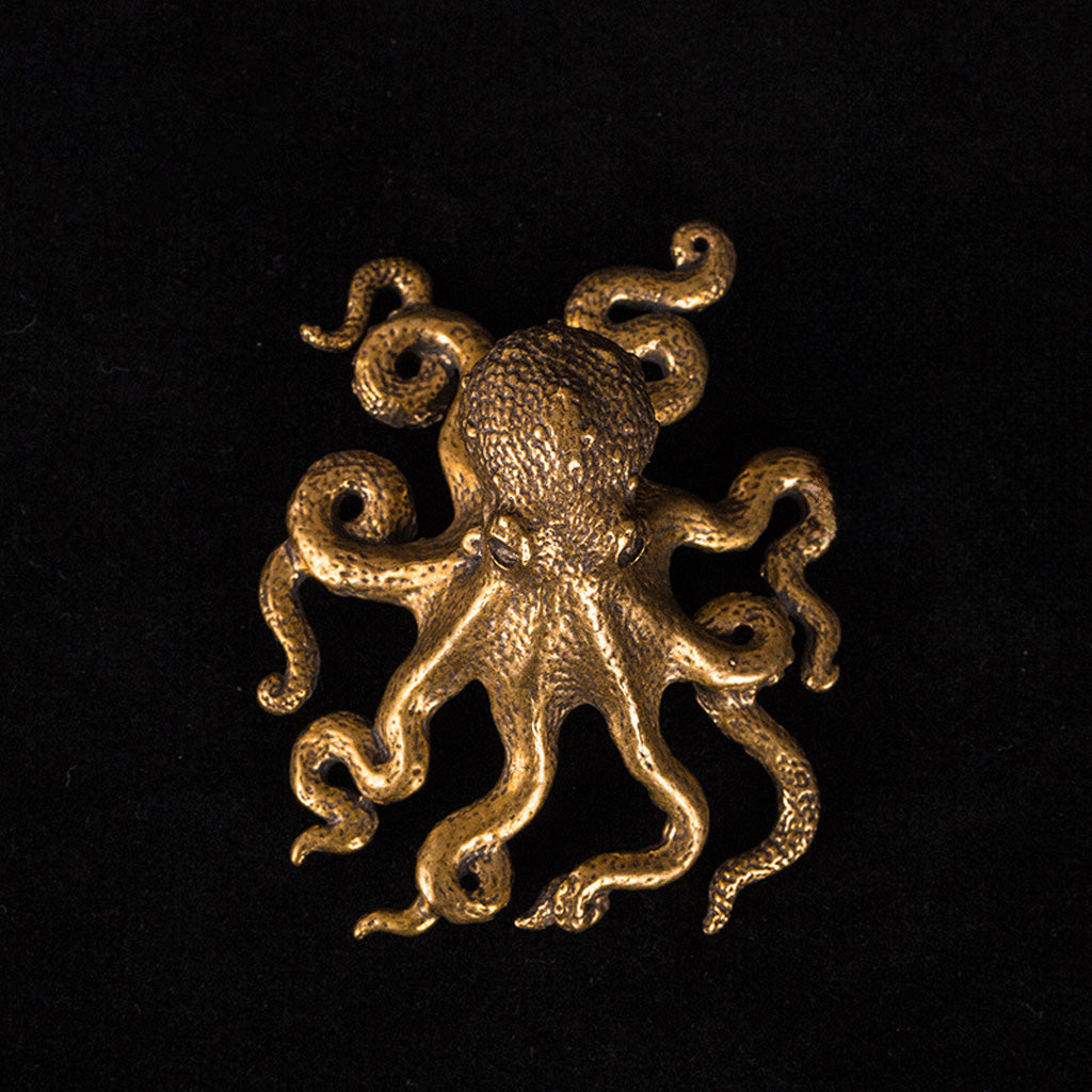 Tiny Brass Octopus Sculpture – Ocean-Inspired Charm in a Pocket Size | Zen Ara Grove