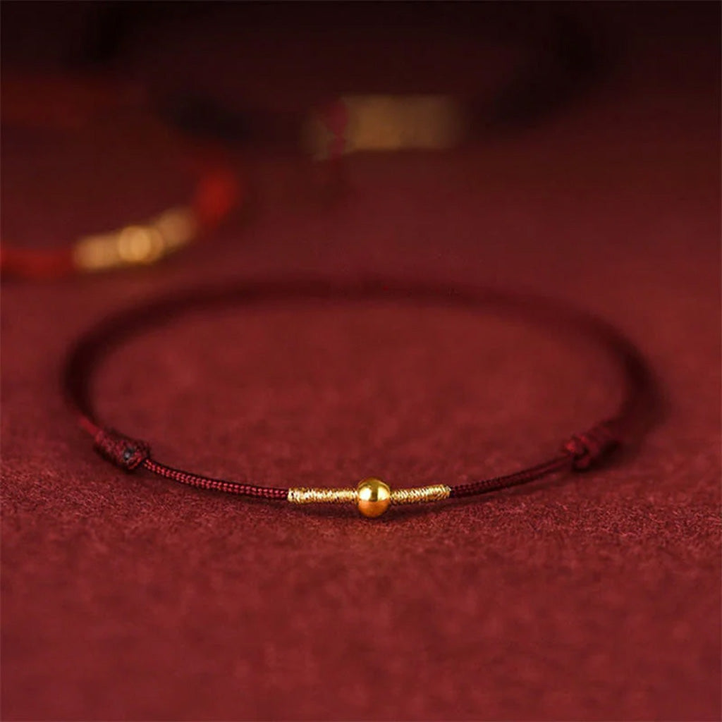 Adjustable Hand-Knotted Cord Bracelet or Anklet with Gold-Tone Bead — Confidence & Hope