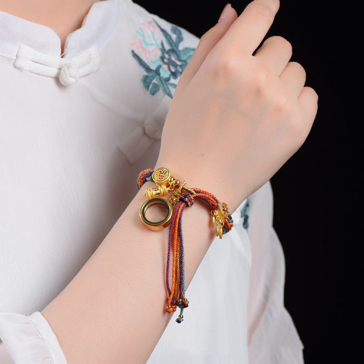 Spin Your Luck Bracelet: Handwoven Color Strings with Secret Charms