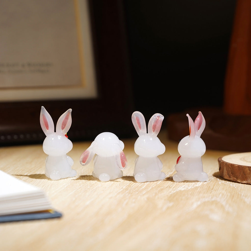 "Bunny Gathering"Handcrafted Glass Figurines – A Scene of Joy and Innocence  | Zen Ara Grove