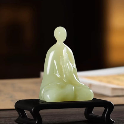 Handcrafted Jade Buddha Figurine – Minimalist Meditation Sculpture | Zen Ara Grove