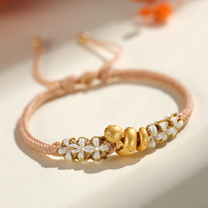 Handmade 999 Sterling Silver Snake Year Red String Bracelet – Heart & Peach Blossom Luck | Zen Ara Grove