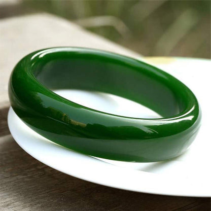 Deep Emerald Jade Bangle — Harmony & Prosperity | Zen Ara Grove