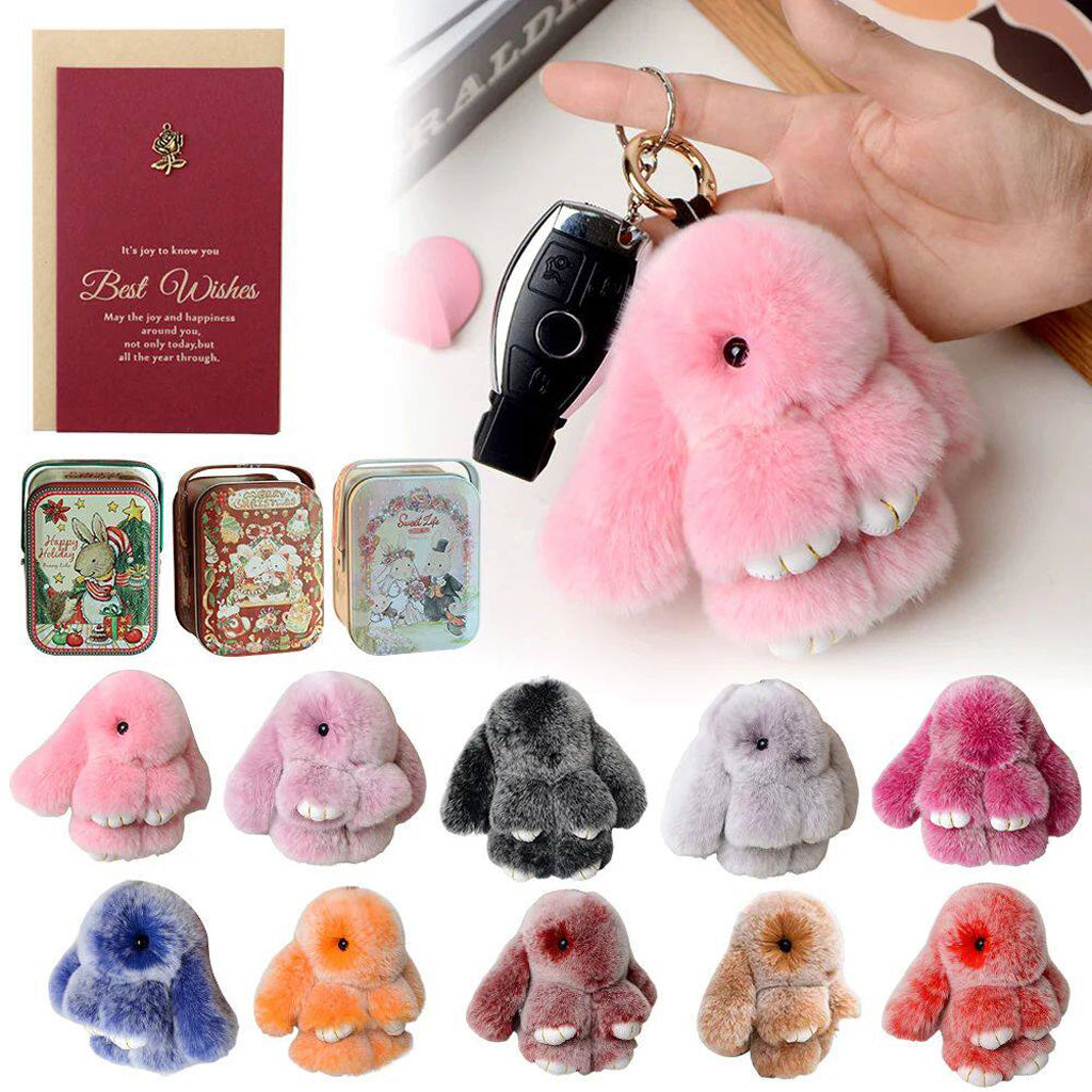 Fluffy Bunny Keychain – Symbol of Warm Blessing | Zen Ara Grove