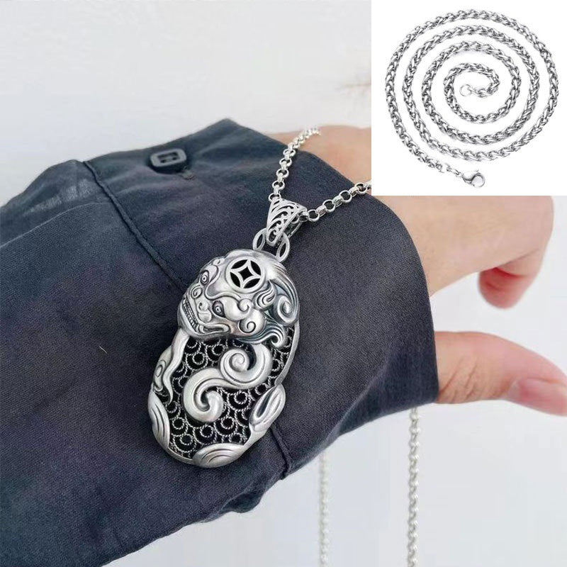 Hollow Guardian Beast Pendant – Ancient Pixiu Necklace | Zen Ara Grove