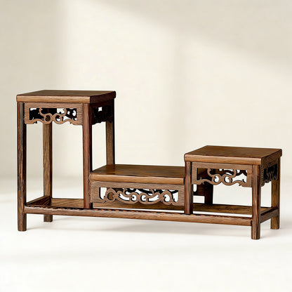 Handcrafted Macassar Ebony Tiered Display Stand – Elegant Heritage for Tea Sets, Bonsai & Collectibles | Zen Ara Grove