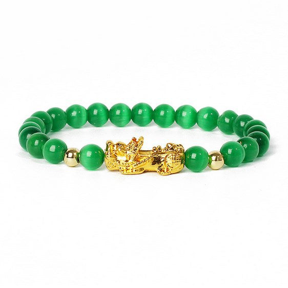 Gold Pixiu Gemstone Bracelet – Symbol of Luck and Positive Energy | Zen Ara Grove